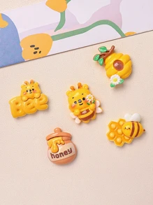 Set de 10/30 piezas decoraciones de resina brillante con diseños de abeja de dibujos animados en colores aleatorios, accesorios DIY para pinzas de pelo, fundas de teléfono, tazas, tocados