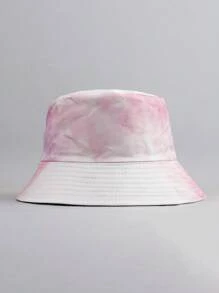 1 Pc Unisex Couple Tie-Dye Printed Reversible Bucket Hat, Casual Minimalist Style, Suitable For Daily Casual And Outdoor Activities
