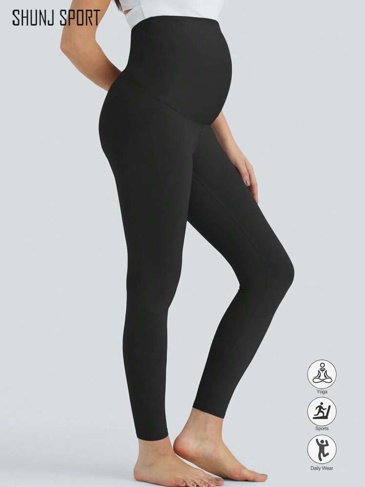 Maternity Compression Leggings, Full Length Tummy Control Workout Pants For Pregnant Women, Black Fitness Leggings For Prenatal Exercise, Yoga, Running, Christmas Gifts For Pregnant Women - Black - View 7