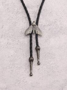1pc Retro Distressed Unique Skull, Insect & Animal Pattern Bolo Tie Necklace, Hollow Butterfly Shirt Woven Leather Bow Tie Adjustable Tie String, Party Decor, Birthday Gift For Boyfriend, Teacher - Bolo Necklace - View 14