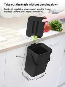 1pc Multi-Functional Trash Can, 3L/0.79 Gallon Hanging Trash Can, Convenient Kitchen Trash Can, 2-In-1 Wall Or Wall Hanging Trash Can, High Quality Compost Bucket, Office Garbage Basket, Household Items, Kitchen Accessories