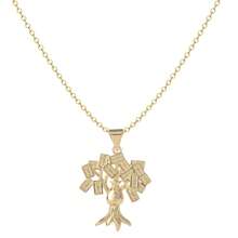 dollrinboy 1件14K镀金银100美元钞票树吊坠项链，男女通用，3毫米扁平费加罗链项链 - moneytree - 查看 10