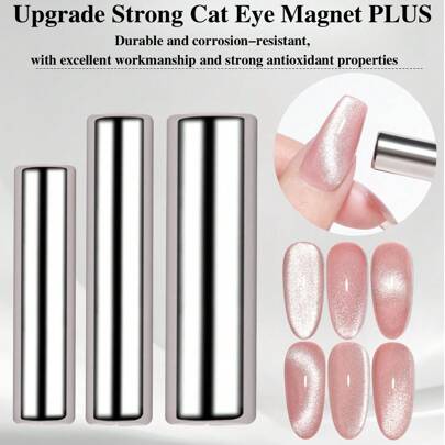 1支/3支装圆形美甲猫眼凝胶磁性笔，适用于凝胶指甲油，3D猫眼美甲彩绘，强力磁性笔杆，美甲DIY工具，美甲用品，美甲工具，美甲艺术工具，返校季，美甲，美甲工具，适用于按压式美甲