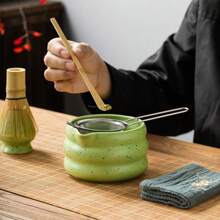 1pc Japanese Ceramic Matcha Bowl With Lip, Matcha Tea Set With Matcha 4-Piece Color Box Set Back To School - Multicolor - View 12