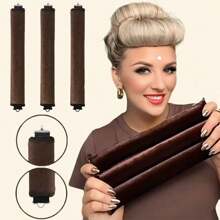 1 pieza /Set de 3 rodillos para el cabello, rodillos rizadores sin calor de satén, diadema rizadora y rizador caliente, elásticos, suaves y duraderos para dormir