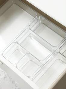 31pcs Radikor Transparent Plastic Drawer Organizers, 4 Different Sizes Storage Boxes For Bathroom, Vanity, Kitchen, Office, Stationery, Cosmetics, Jewelry