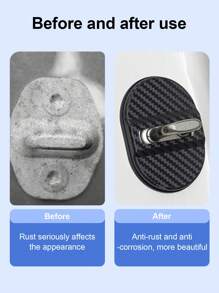 4pcs Car Door Lock Protector Covers, Carbon Fiber Car Door Handle Protectors, Scratch Guard Covers, Durable Synthetic Rubber, Oil-Rubbed Finish For Most Car Handles VW Nissan Chevrolet BMW Audi, Universal Car Door Accessory Protection Sleeve