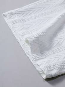 2pcs/Set Men's Solid Color Single-Breasted Short Sleeve Shirt And Shorts Set - White - View 11