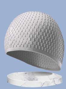 Gorra de natación multifuncional para uso en interiores y exteriores, estilo de gota de agua de unicolor de silicona, unisex, de secado rápido, no aprieta, con protección para los oídos, adecuada para nadar con burbujas
