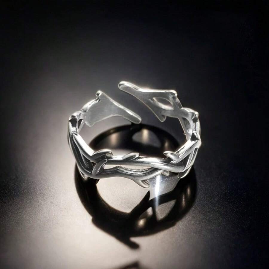 Anillo corona de espinas - Anillo corona gótico ajustable, anillo corona de espinas, anillo de Jesús, anillo de espinas, anillo vikingo - Multicolor - Ver 1