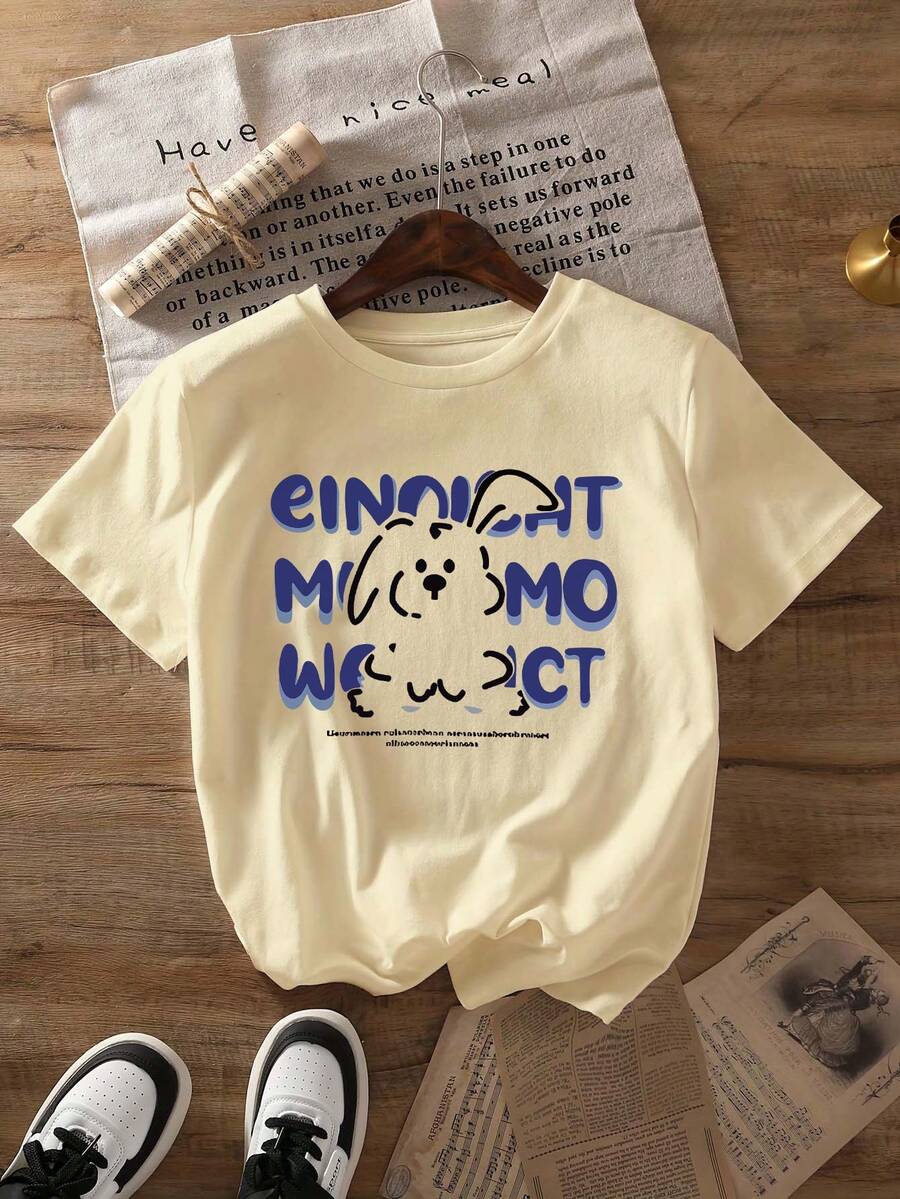 Summer Casual Women's Round Neck T-Shirt, Slim Fit Short Sleeved T-Shirt