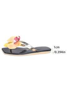 Nuevas sandalias tipo flip flop de tacón bajo y elegante diseño floral para mujer 2025, sandalias casuales para usar con vestidos, versátiles para el verano