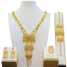 1 Piece Luxury Women's Jewelry Set - 5 Pcs Including Earrings, Necklace, Ring, Suitable For Bride, Wedding, Party, Events