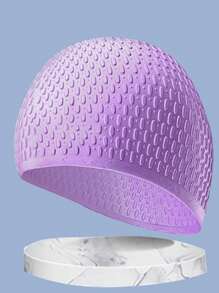 Gorra de natación multifuncional para uso en interiores y exteriores, estilo de gota de agua de unicolor de silicona, unisex, de secado rápido, no aprieta, con protección para los oídos, adecuada para nadar con burbujas