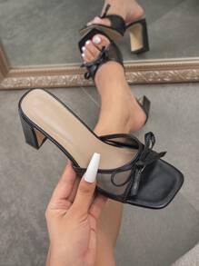 New Bowknot Open Toe Platform Chunky Heel Sandals, Summer Women Dress Shoes