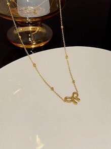 1 件蝴蝶结项链，简约时尚，适合日常休闲佩戴 - 金色 - 查看 6