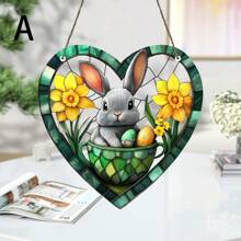 1 Person Easter Bunny Sun Catcher Window Hanging Decoration - Acrylic Spot With Charming Rabbit And Daffodil Design, Perfect For Home, Garden, Office And Outdoor Holiday Decoration, Holiday Decoration|Rabbit Design|Glossy Finish, Easter Decoration, Holiday Decoration Easter Decorations Party Gift