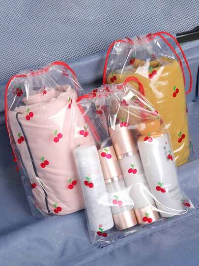 10 件旅行抽绳塑料袋、化妆包、内衣和袜子收纳袋、衣物整理袋旅行套装、适合旅行、宿舍、学校旅行、行李、返校必需品、旅行配件、宿舍必需品、收纳袋、学校收纳袋