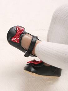 1 Pair 0-1 Year Old Infant Cute Bow Soft Bottom Princess Shoes, Infant Flat Shoes, Spring/Autumn