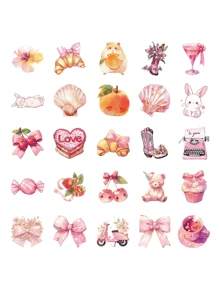 50 Pcs Cartoon Cute Pink Girl Heart Decoration Graffiti Stickers, Personalized Vinyl Waterproof Stickers, Decorating Laptops, Suitcases, Computers, Phone Cases, Diaries, Personalized Scrapbooks, Cute And Fun Gifts For Girls