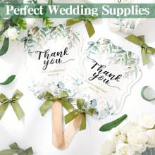 40/30/20/10 pezzi Set di eleganti ventagli pieghevoli per matrimonio, regali per la festa nuziale con manico in legno e nastri verdi, design floreale moderno, forniture per matrimoni, adatti per addio al nubilato, accessori da ballo, regali per anniversari, decorazioni per matrimoni, omaggi agli ospiti