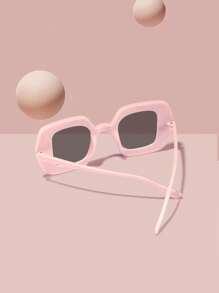 1 PC Girls 4-8Y Elegant Rhinestone Encrusted Candy Color Square Fashion Pink Eyeglasses For Holiday Outing, Holiday Party And Costume Matching