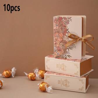 10pcs Printed Book, Candy Box, Wedding Candy Box, Holiday Gift Packaging Box, Souvenir Box, Gift Box, Candy Store Packaging Box