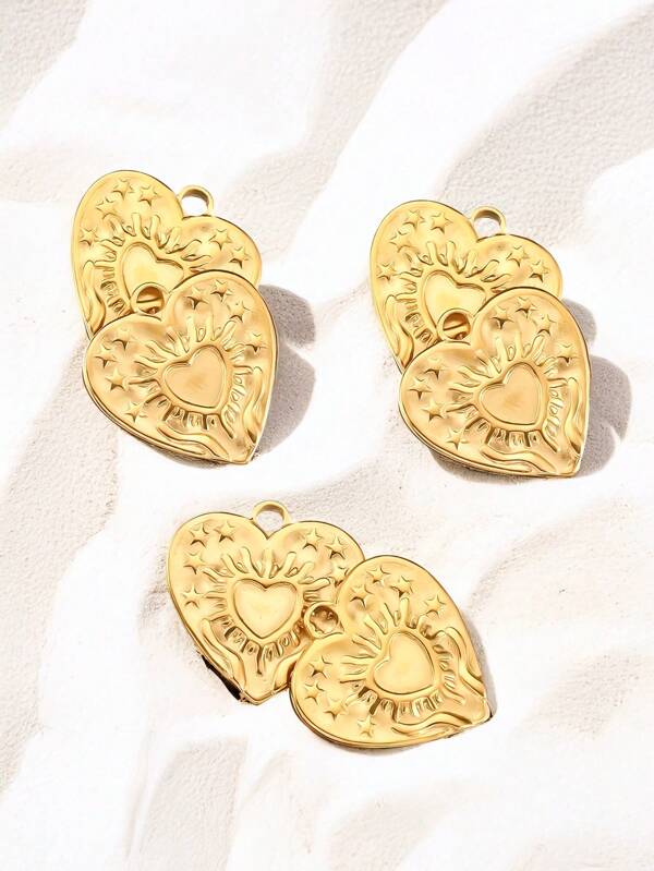 3/5 pièces Pendentif en forme de cœur doré motif main en acier inoxydable pour boucles d'oreilles, bracelets, colliers et autres accessoires DIY