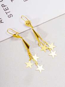 1对推荐 2025“独特”/可爱星星奢华铜微镶嵌耳环/全新星星双流星精致铜，极受欢迎的耳环，适合所有季节女性 - 校园/商务/节日/派对/日常佩戴，斋月节日礼物 - 01 - 查看 8