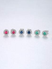 AETOLIA 1 套正品 925 纯银项链耳环经典圆形红宝石吊坠新娘首饰套装适合女性在约会婚礼上佩戴 - 925純銀 - 查看 7