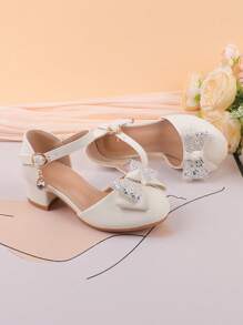Zapatos de tacón alto blancos para niñas, zapatos formales de vestir de moda para desfiles, ballet, bodas, adecuados para niñas pequeñas, niñas y niñas grandes