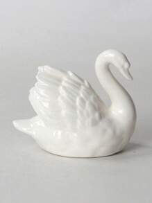 1pc Black & White Ceramic Swan Figurine, Creative Decor For Living Room, Study, Animal Succulent Planter