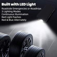 Compressor de ar portátil para inflar pneus, bomba de ar para carro de 150 PSI, equipado com medidor de pressão de pneus e luz LED, compressor de ar sem fio recarregável, adequado para carros, bicicletas, motocicletas, bolas e acessórios para carros