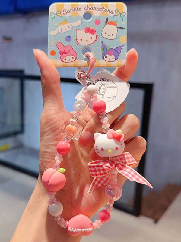Sanrio 1pc Sanrio Easter PVC Fashion Planet Keychain Cartoon Cute KT Cat Pendant Bag Charm, Gift For Girls