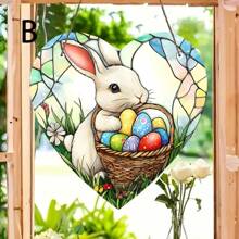 1 Person Easter Bunny Sun Catcher Window Hanging Decoration - Acrylic Spot With Charming Rabbit And Daffodil Design, Perfect For Home, Garden, Office And Outdoor Holiday Decoration, Holiday Decoration|Rabbit Design|Glossy Finish, Easter Decoration, Holiday Decoration Easter Decorations Party Gift