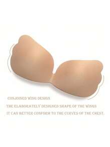 2pcs One-Piece Silicone Angel Wing Adhesive Bra, Breathable, Gathered, Anti-Expansion, Small Breasts Look Bigger, No-Drop, Non-Slip Nipple Stickers, Enlargement, Upper Support, Match With Wedding Dress, Breathable, Seamless, Strapless Adhesive Bra