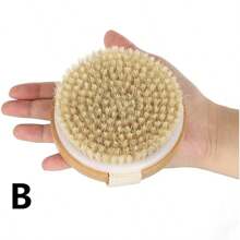 1 件/2 件圆形木刷，干刷去角质和按摩，身体淋浴沐浴刷，改善血液循环 - 彩色 - 查看 10