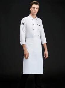 New Classic White Long Sleeve Chef Uniform , Premium Quality For Hotel, Western Restaurant, Bakery, Coffee Shop, Made Of Combed Fabric, Skin-Friendly, , Easy-Wash, Breathable, Simple And Elegant Design With Stand Collar - White - View 4