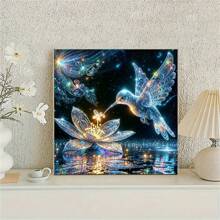 1pc 5D Diamond Painting Kit, Hummingbird & Flower, Full Drill Acrylic DIY Art Craft, Round & Square Diamonds, 11.81x11.81inch & 15.75x15.75inch, For Home Office Wall Decor Gift