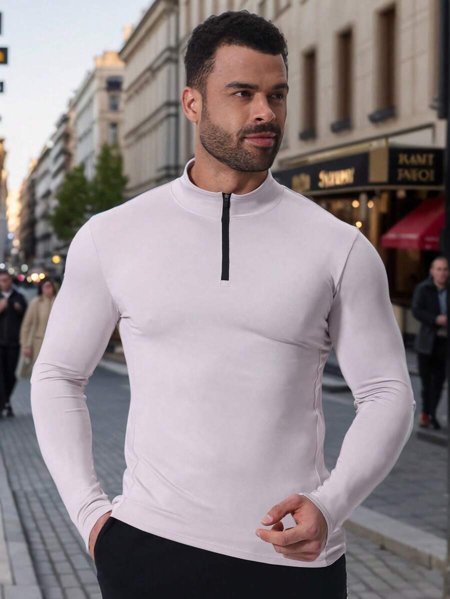 High Elastic Quick-Dry Breathable Lightweight Stand Collar Zip-Up Sports Jacket, Gym Outdoor Running Athletic Jacket