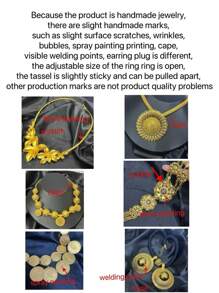 1 Set de joyas mujer con collar y pendientes, diseño de flor plateado en oro, 2 piezas, elegante para bodas en Dubái, Europa, África, Arabia Saudita, galas, Día de la Madre, San Valentín, regalos festivos, joyas de cobre