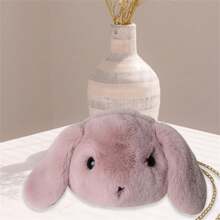 Bolso bandolera ligero con diseño de animal para mujer, con diseño de conejo de peluche, pequeño, para playa, vacaciones, viajes y compras. - Rosa intenso - Ver 4