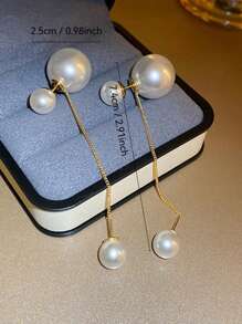 Andkiss 1pair Fashionable Faux Pearl Decor Earring Jackets For Women For Daily Decoration