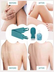 3 件套去角质浴带和浴条及泡沫网球套装、3 合 1 背部沐浴擦洗、身体清洁毛巾、柔软沐浴手套、沐浴球、去角质皮肤毛巾沐浴工具套装，用于背部按摩、深层身体清洁、家庭浴室淋浴擦洗工具、浴室配件