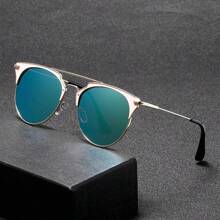 1 Pair Men's Fashionable Glasses, Premium Metal Frame With Mirror Lens, Suitable For Outdoor Sports, Cycling, Driving And All Seasons