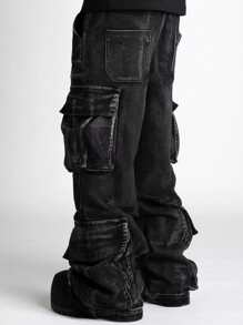 1 Quần Jeans Nam Màu Xám Đậm Nhiều Túi Thiết Kế Chi Tiết - Màu xám đen - Xem 3