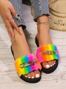 Pantuflas térmicas para mujer, nuevas en 2023, antideslizantes para interiores y hogar, calientes y suaves, adecuadas para el invierno - Multicolor - Ver 5