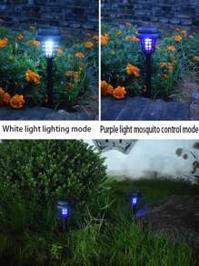2 件装太阳能灭蚊灯，防水户外昆虫陷阱，适用于别墅、花园、露台、庭院，物理电动驱蚊灯，太阳能充电家庭和户外使用