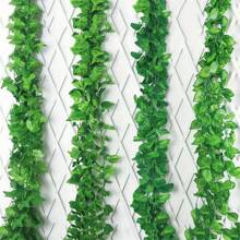 8-Pack EvergreenArtificial Ivy Leaf Garlands, 3D Faux Green Vine Hanging Decor, Plastic Plant Wreath For Indoor/Outdoor, Home Garden, Wedding, Bridal Shower, Housewarming - No Electricity Needed Gifts Birthday Graduation,Garden Decor,Outdoor Plant,Gardening,Fake Flowers