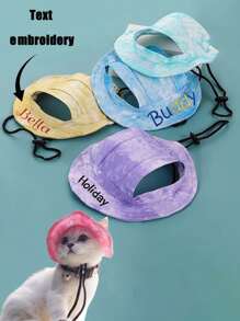 Customized Name Embroidered Dog Cap, Dog Sun Hat/Cap With Customized Name, Adjustable Dog Cap With Ear Holes, Gift For Pet Lovers Ornamental,Engraved Stylish,Fashion,Colorful,Vintage,Cute,Contracted,Cuties Custom,Unique,Customized,Personalized Pet For Anniversaries,For Birthdays - Multicolor - View 2